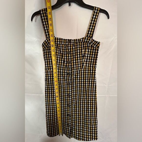 Hollister Oxford Button down plaid mini short dress sleeveless spaghetti straps - Picture 7 of 8
